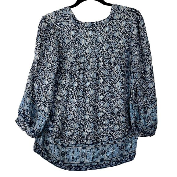 Joie Silk Blouse Blue Floral Print 174 small - Picture 14 of 16